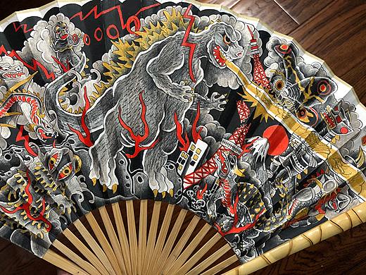 浮世绘哥斯拉扇面