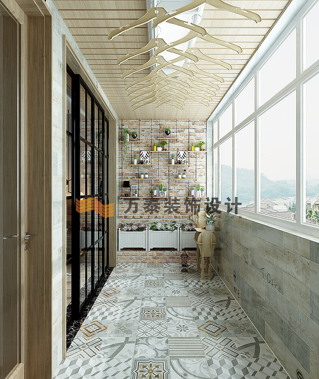 阳台主要是景观和休闲,具体方案需要根据两代人的喜好去规划,同时要考虑无障碍和儿童安全问题