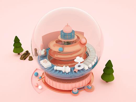 C4D圣诞水晶球建模练习