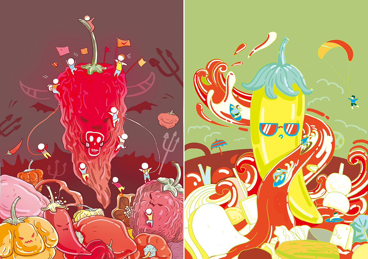 极限挑战辣辣辣插画