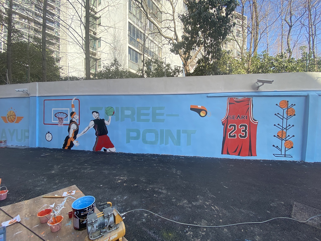 篮球馆壁画彩绘,墙体彩绘,壁画涂鸦