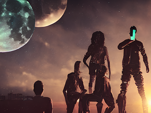 #站酷梦笔#举杯邀明月 对影成三人，赛博朋克