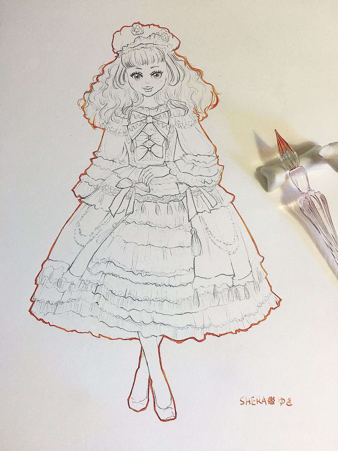 【shera许雪雪】lolita手绘铅笔稿|插画|创作习作|_雪雪雪雪_原创作品
