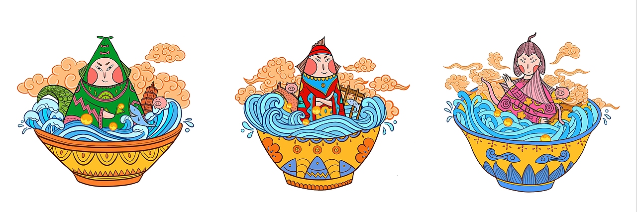 国潮插画 中国风插画 形象设计插画