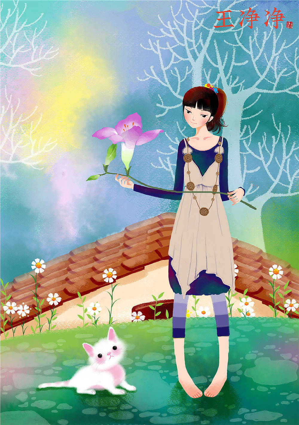 唯美人物插画-女孩插画系列