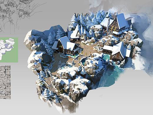 洛克猴沙盘设计课范《北欧魔法雪村》