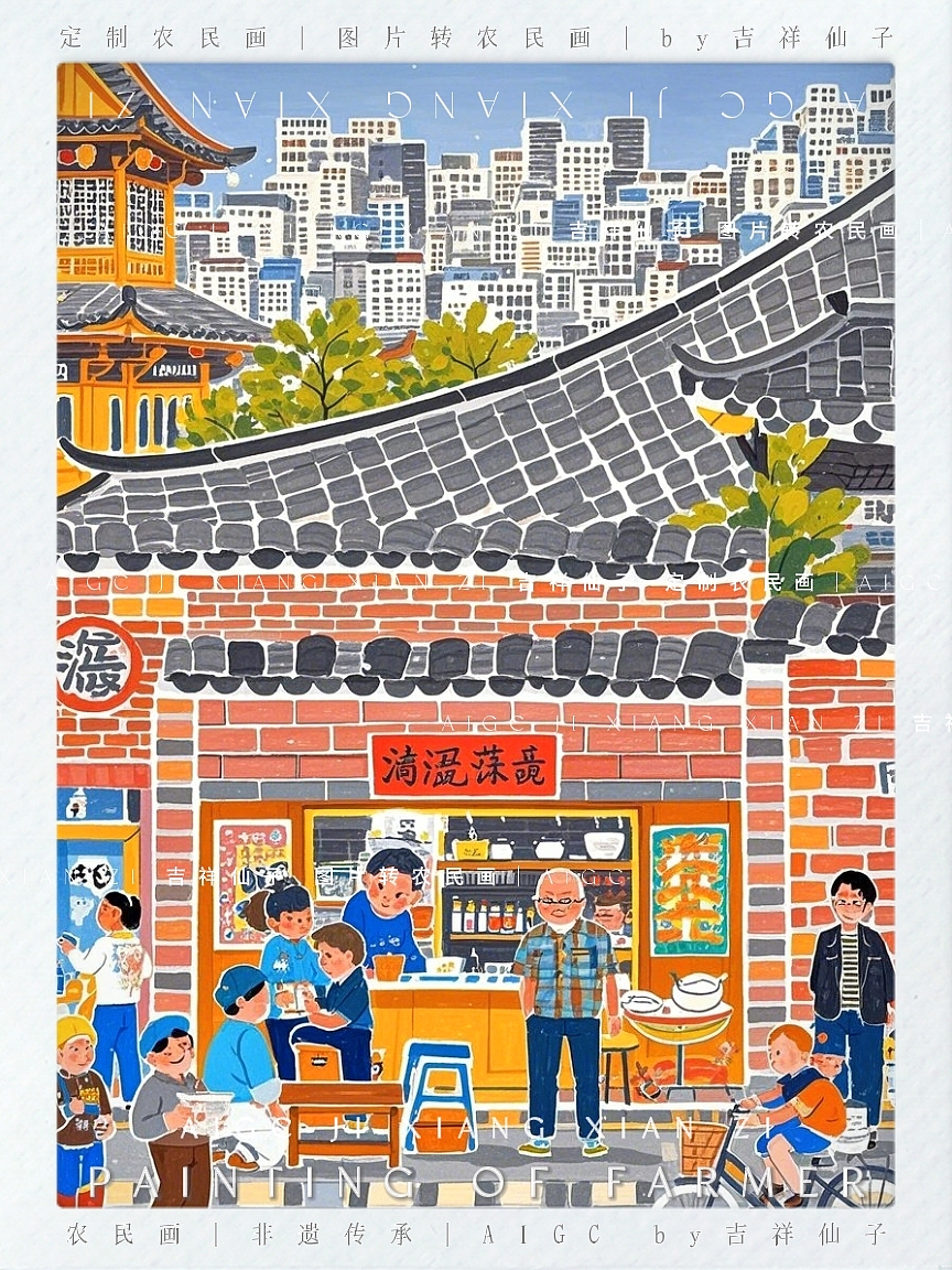 插画｜《老城镇的早晨一景》