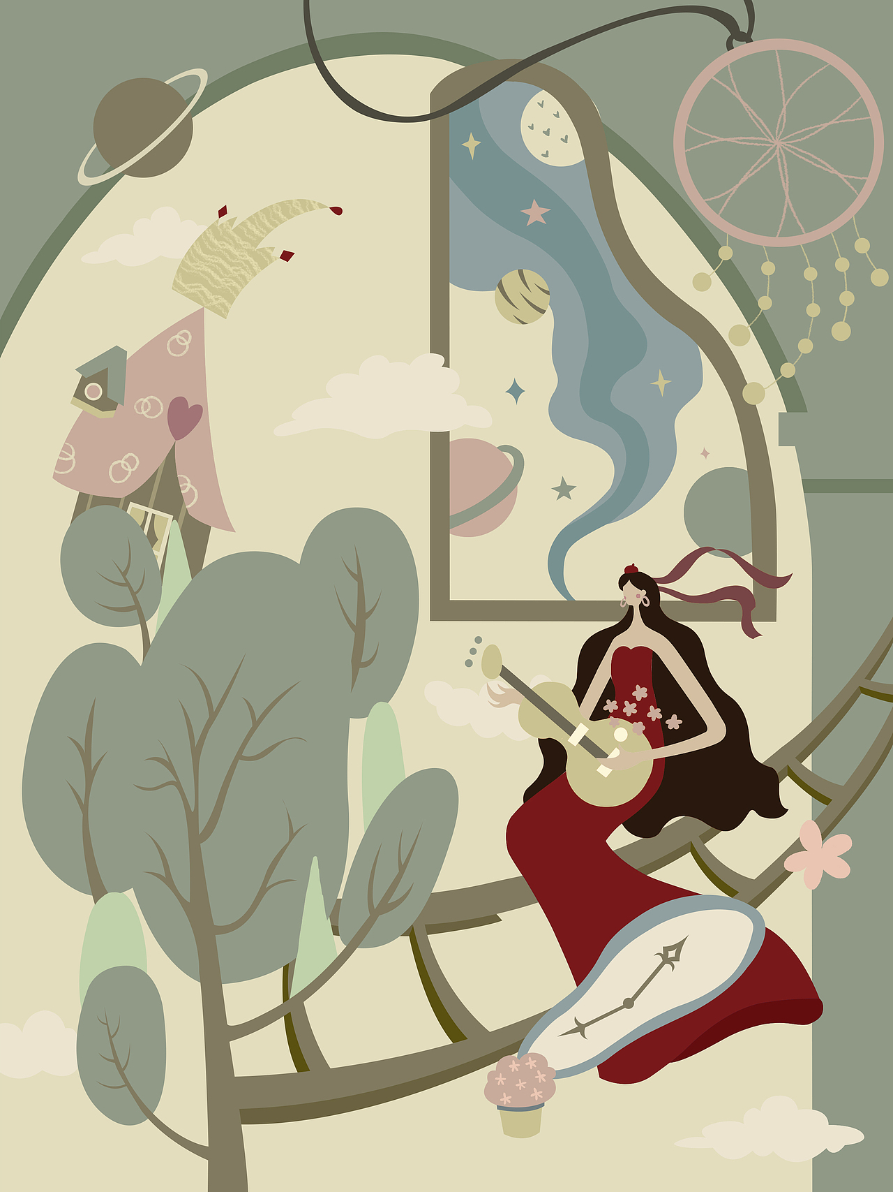 水彩铅笔装饰风 | 梦境之窗