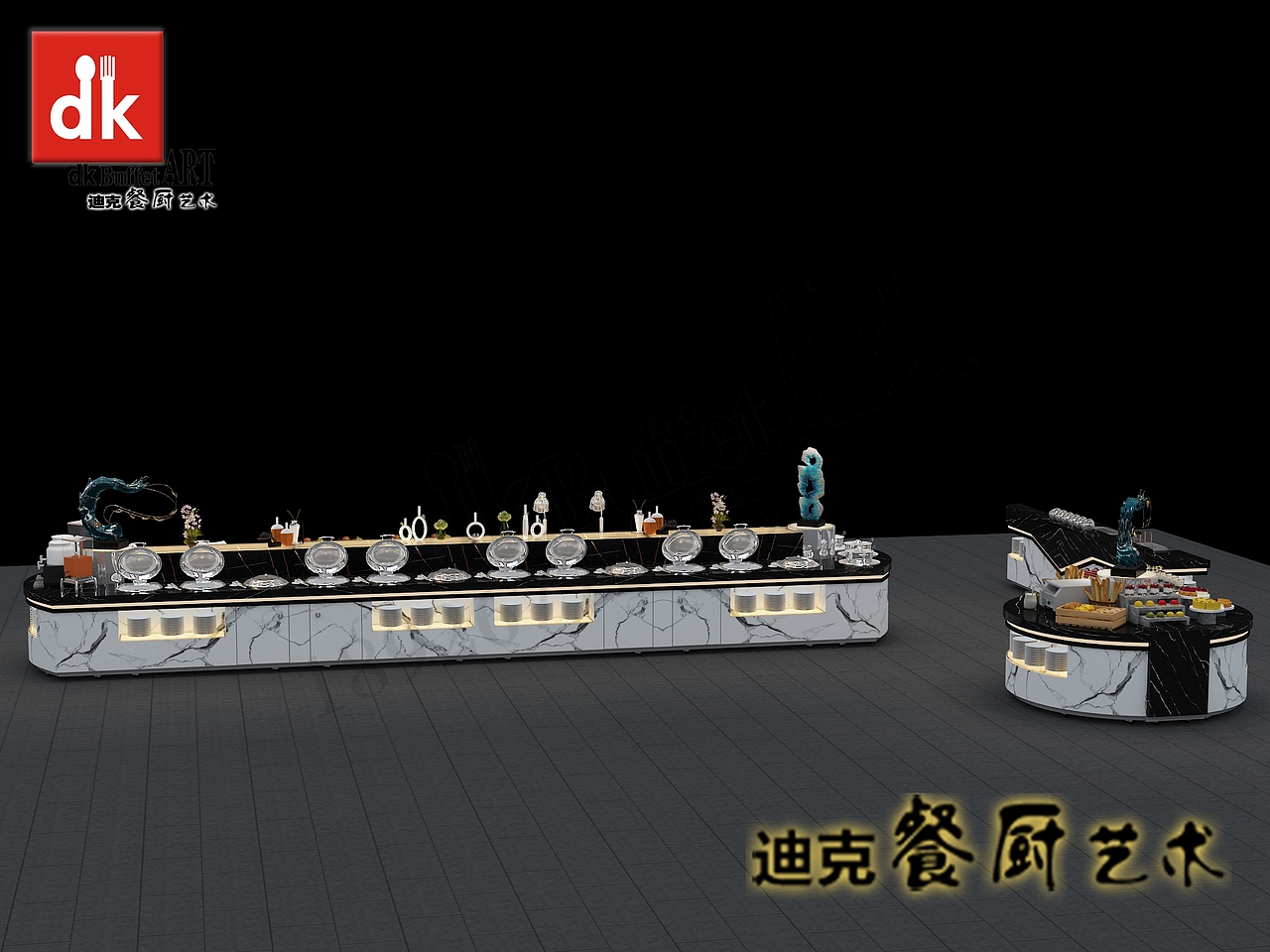 酒店餐饮家具 西餐厅自助餐台 岩板自助餐台设计制作