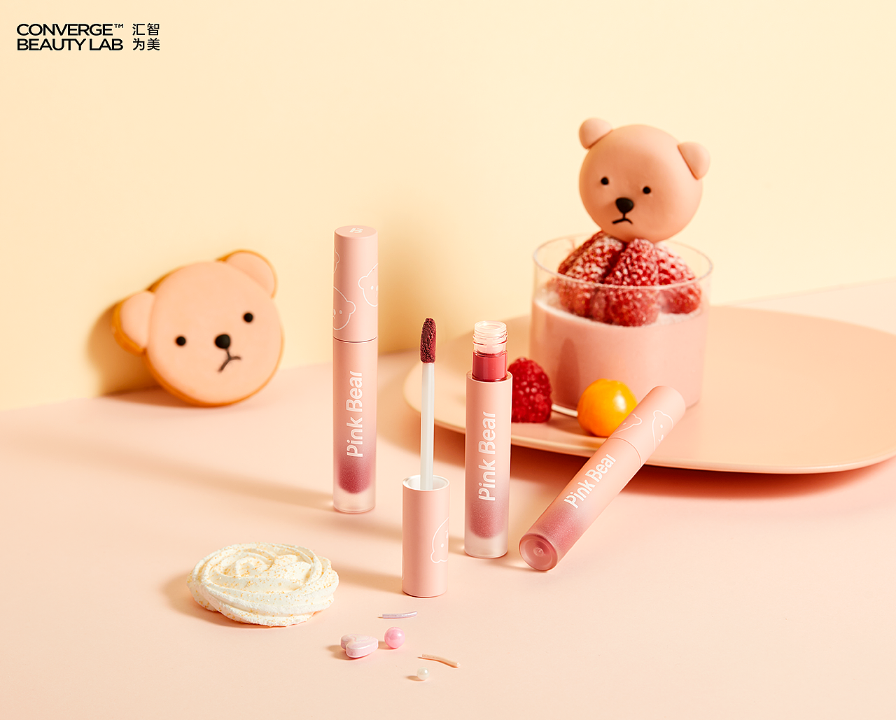 汇智为美 | 产品摄影|Pink Bear.唇妆系列产品创意图