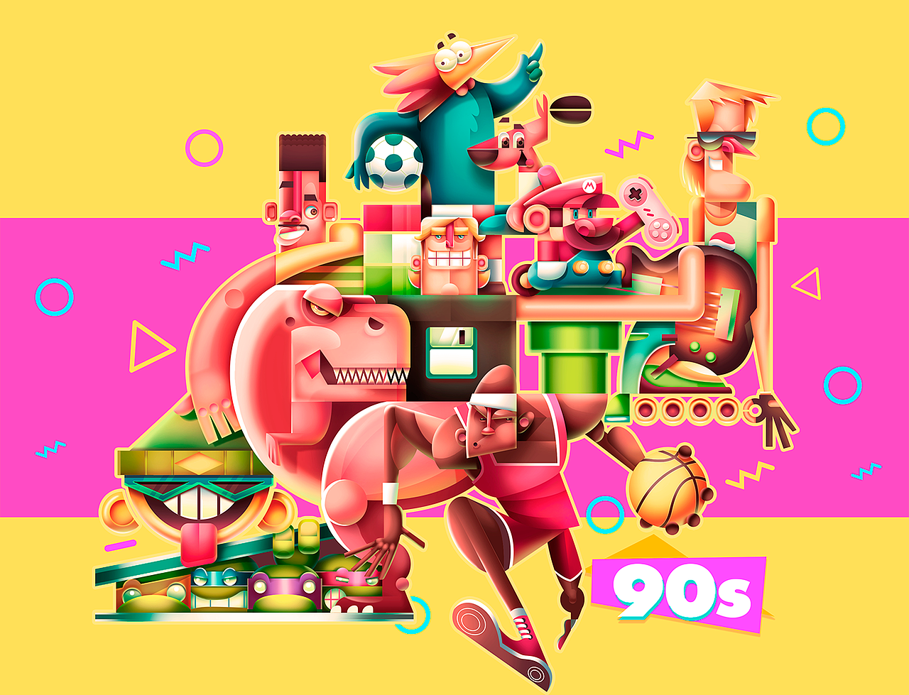 Mis 90's色彩搭配很舒服的插画设计