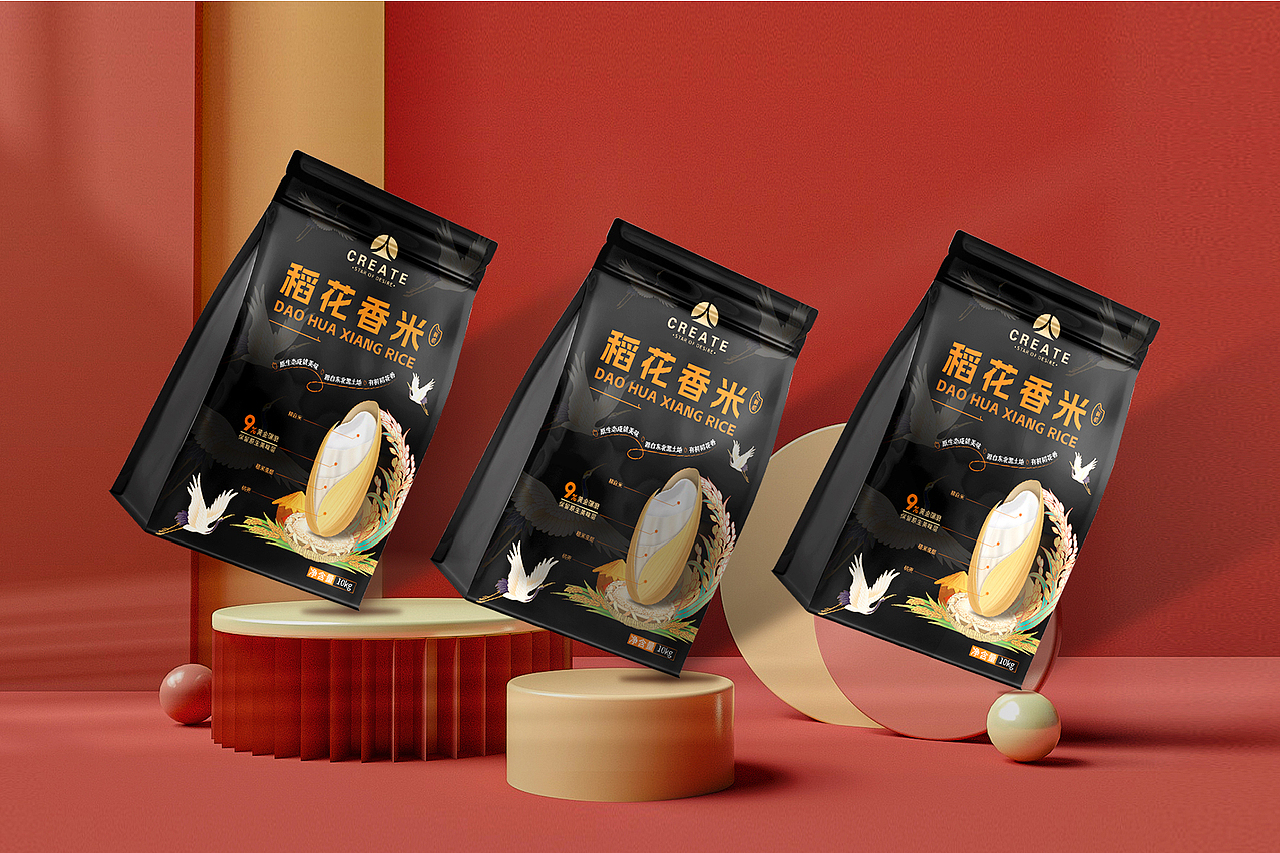 大米包装设计、包装设计、食品包装设计、插画包装设计