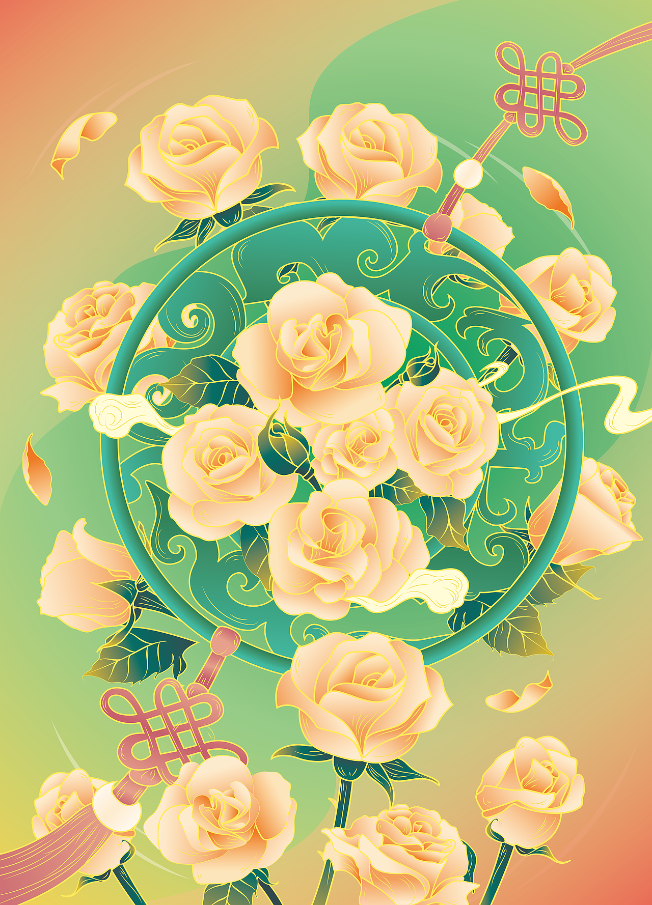 【商用稿】国风插画包装-玫瑰花（图ZMzMwNzcyMjA4） - 包装 - 站酷设计师韩九尧原创素材 - 站酷ZCOOL