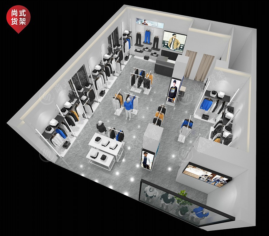 蓝色亚克力背板柜天地柱靠墙高架童装系列货架设计（图ZMzIxMzY3OTYw） - 其他 - 站酷设计师gzshang原创素材 - 站酷ZCOOL