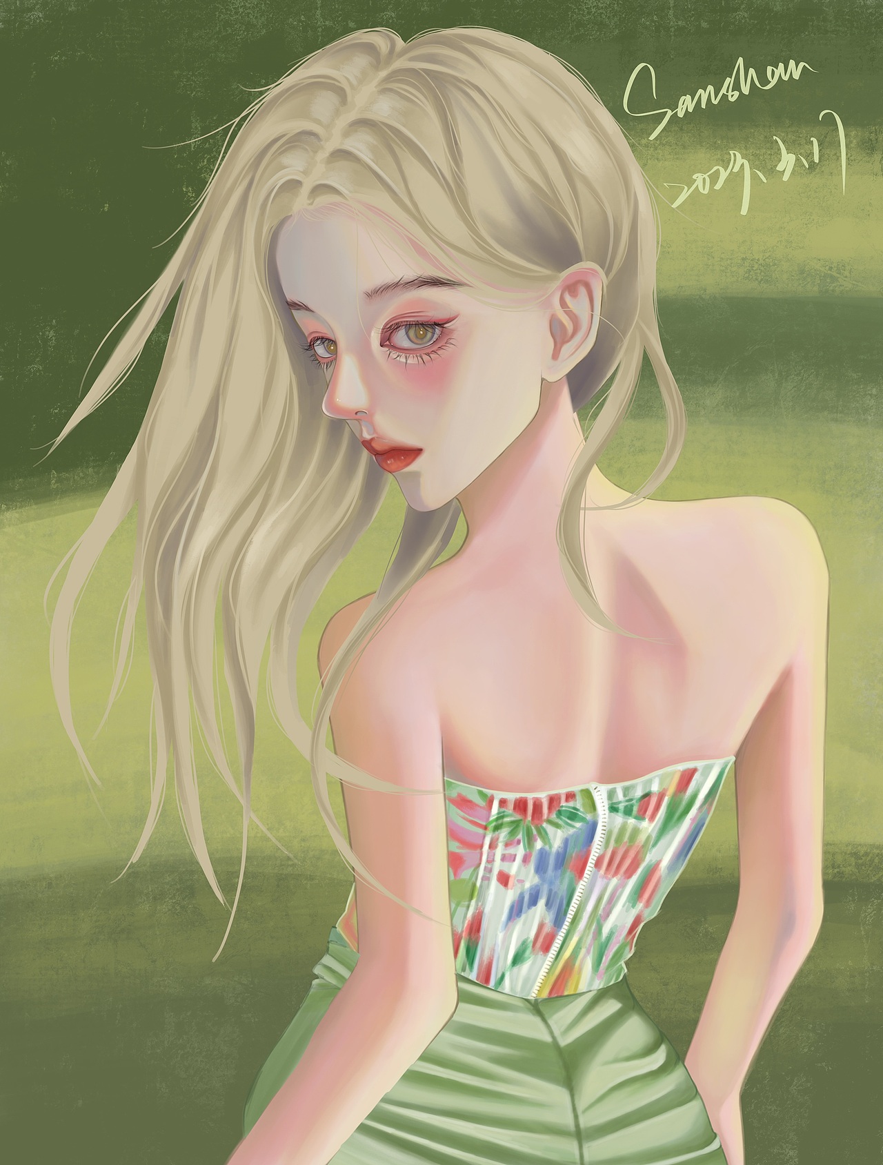 夏日清凉感少女插画