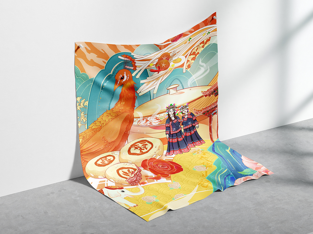 《昆明·春》国潮城市大场景插画