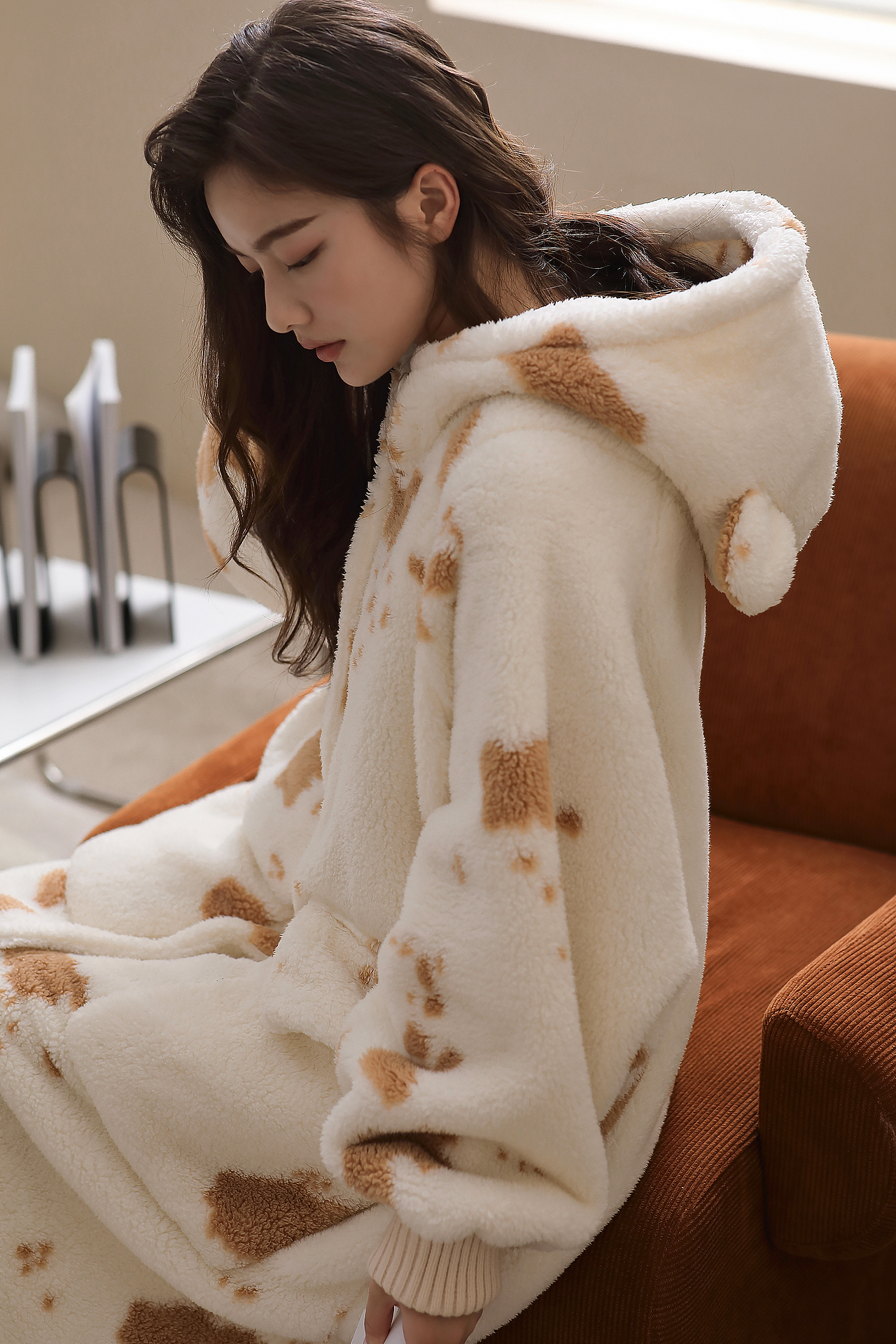 KERENER珊瑚绒加厚保暖羊羔绒家居服日系简约女士套装