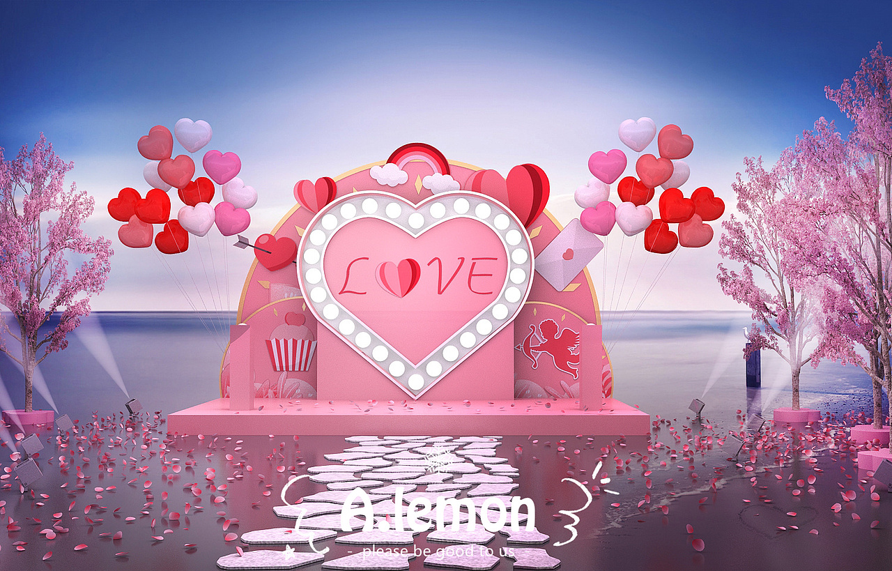 桃花节美陈打卡点（图ZMzI0OTU0NjQ0） - 展陈设计 - 站酷设计师柠檬之恋原创素材 - 站酷ZCOOL