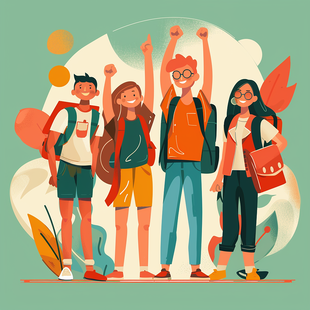 五四青年节，青春，人物，青年节插画，