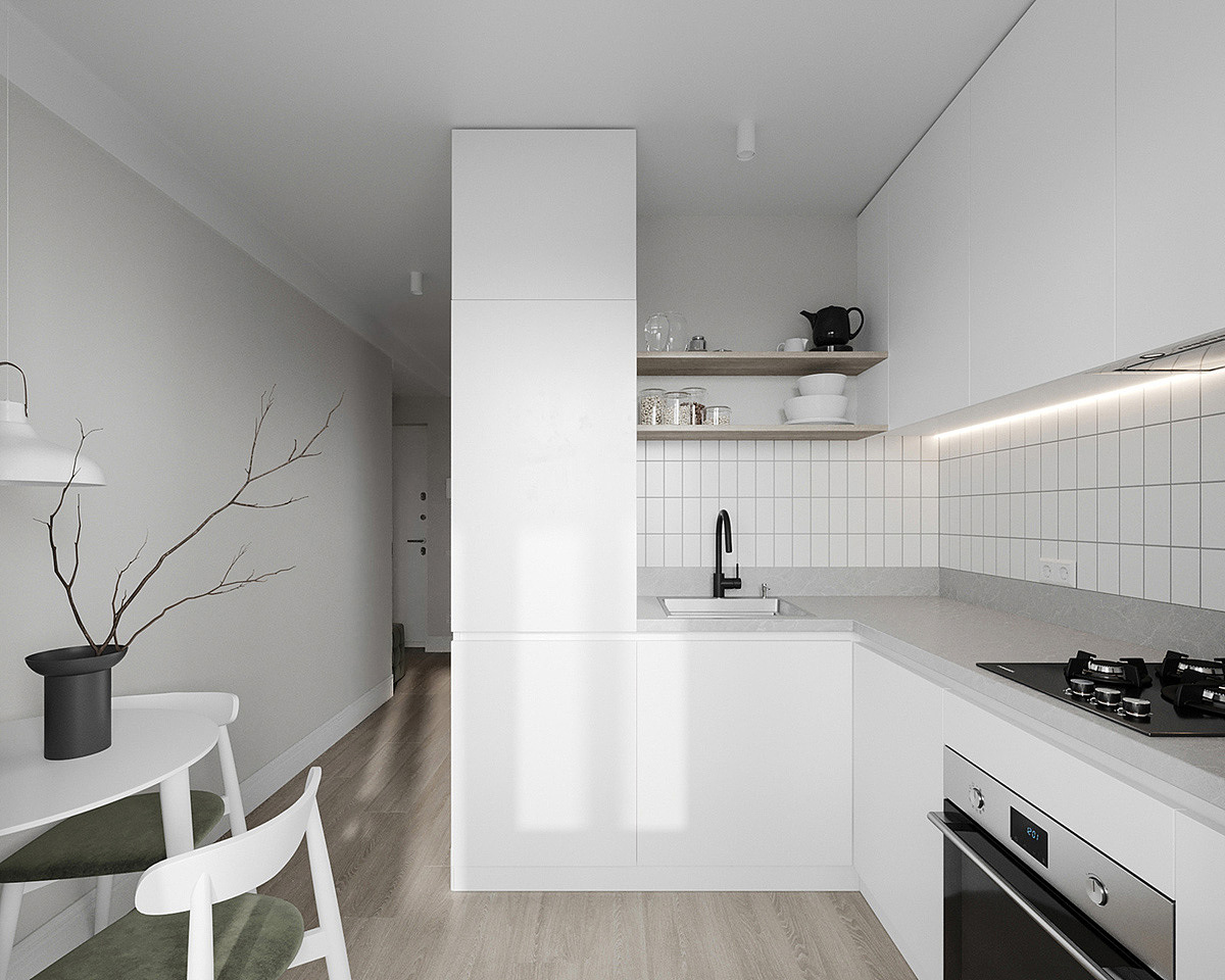 家装设计案例鉴赏——35㎡,白色简约实用单身小公寓