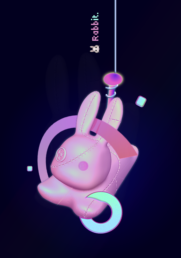 迷幻风格兔子海报