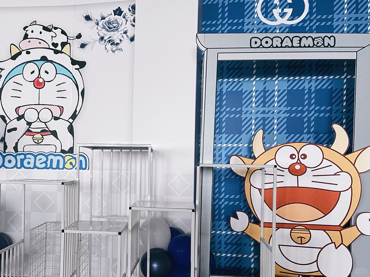 叮当猫机器猫哆啦A梦派对设计kt板背景气球材料包