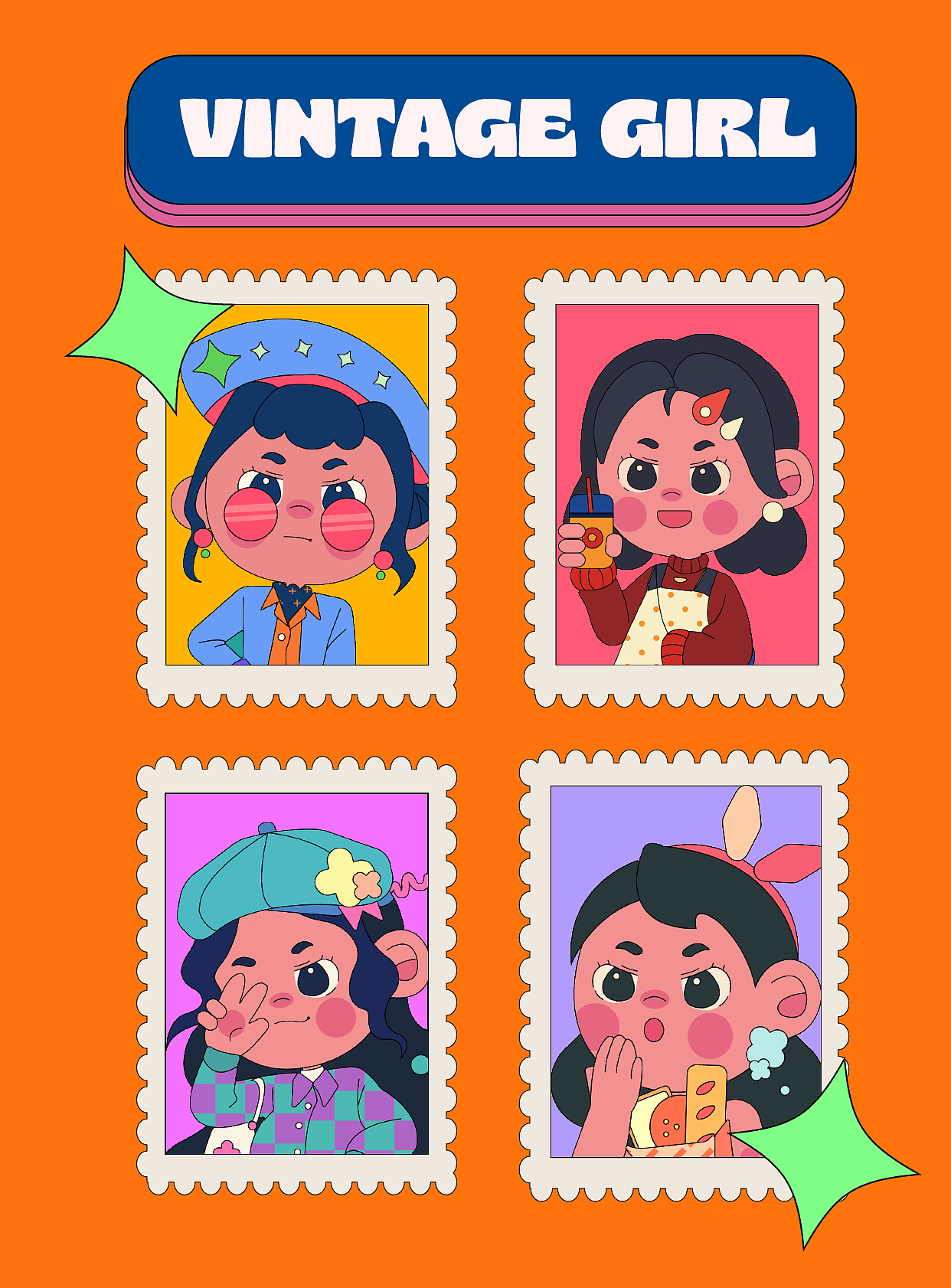 IP插画 | 我的复古少女心💖（图ZMzQ3ODg2OTA0） - IP形象 - 站酷设计师佩佩PEIPEI呀原创素材 - 站酷ZCOOL