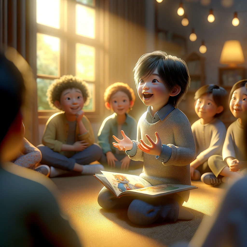 少儿寒假朗诵拿话筒形象