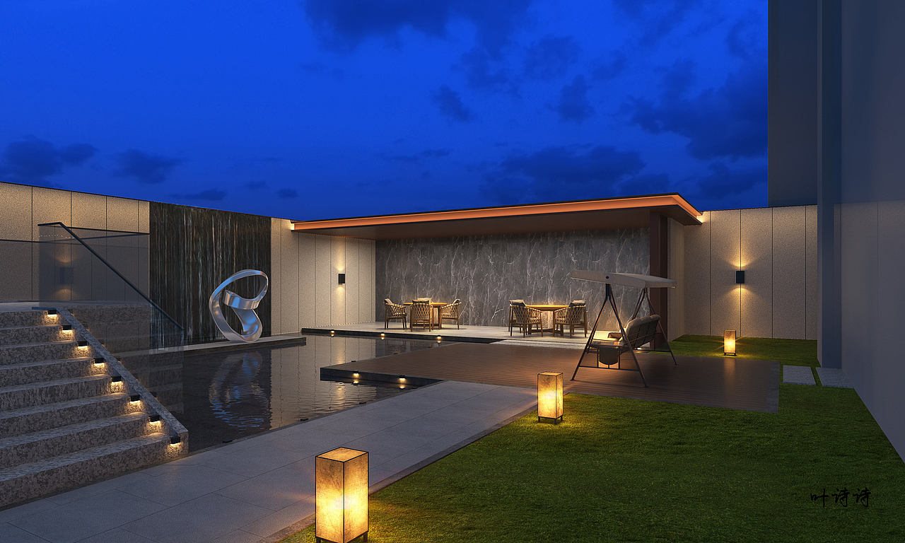 室外效果图|庭院设计