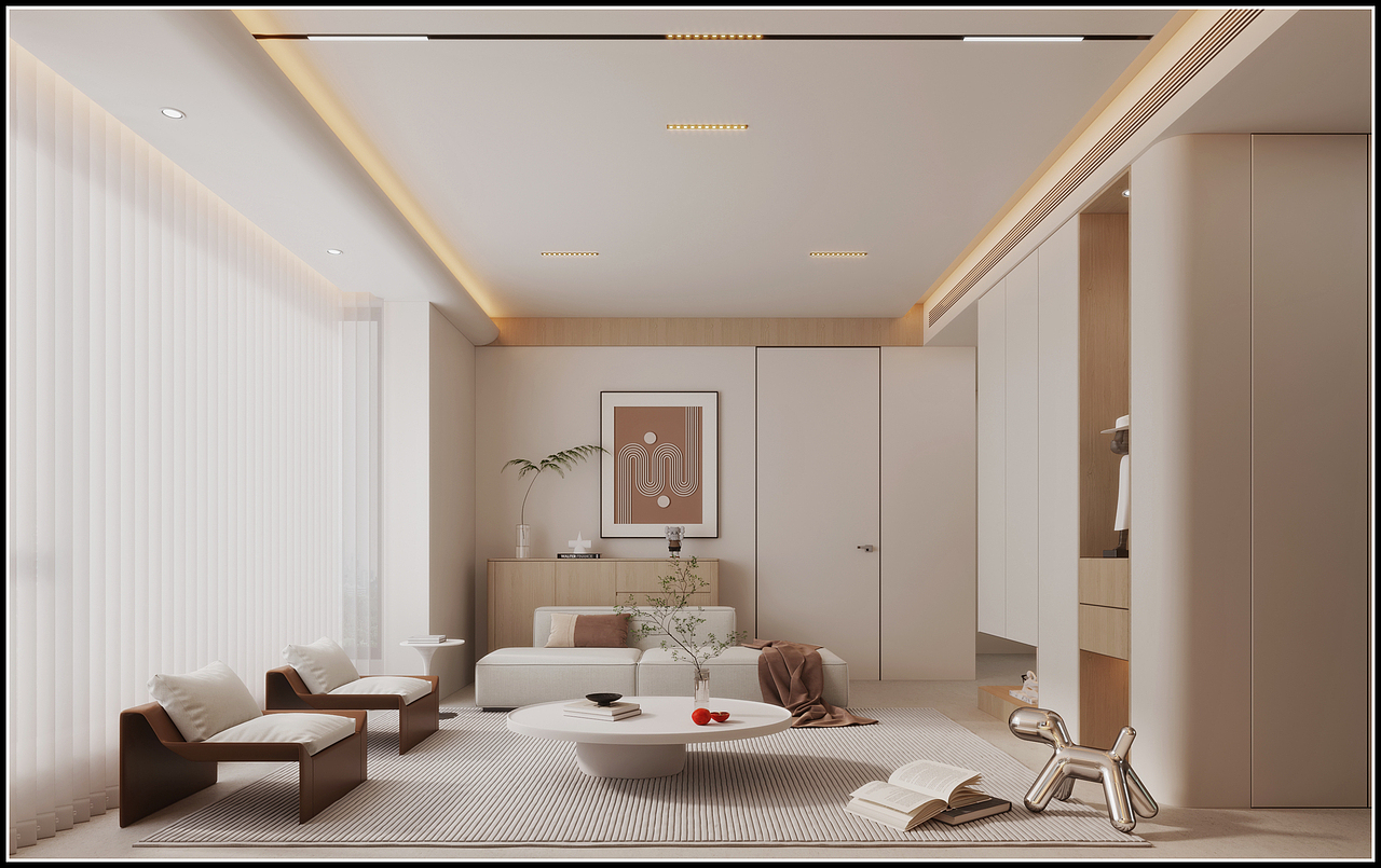 106m²现代奶油原木风