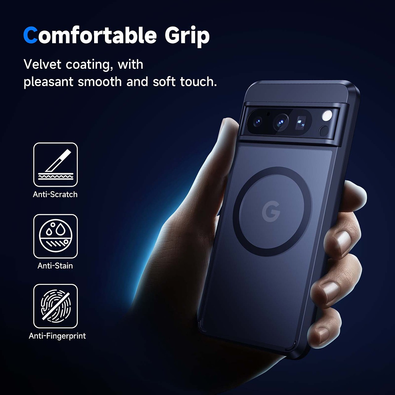 亚马逊产品排版渲染设计-Google 8 Pro磁吸壳