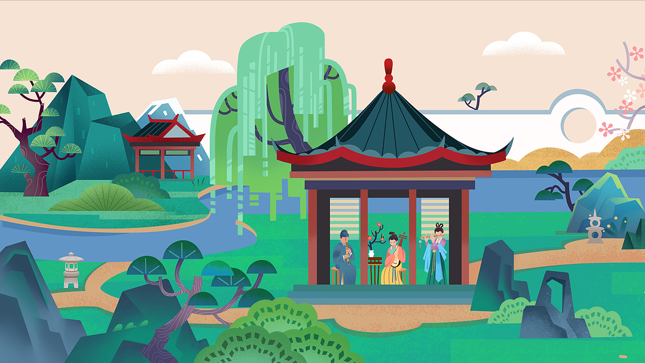 天一阁博物馆——海河之冲插画