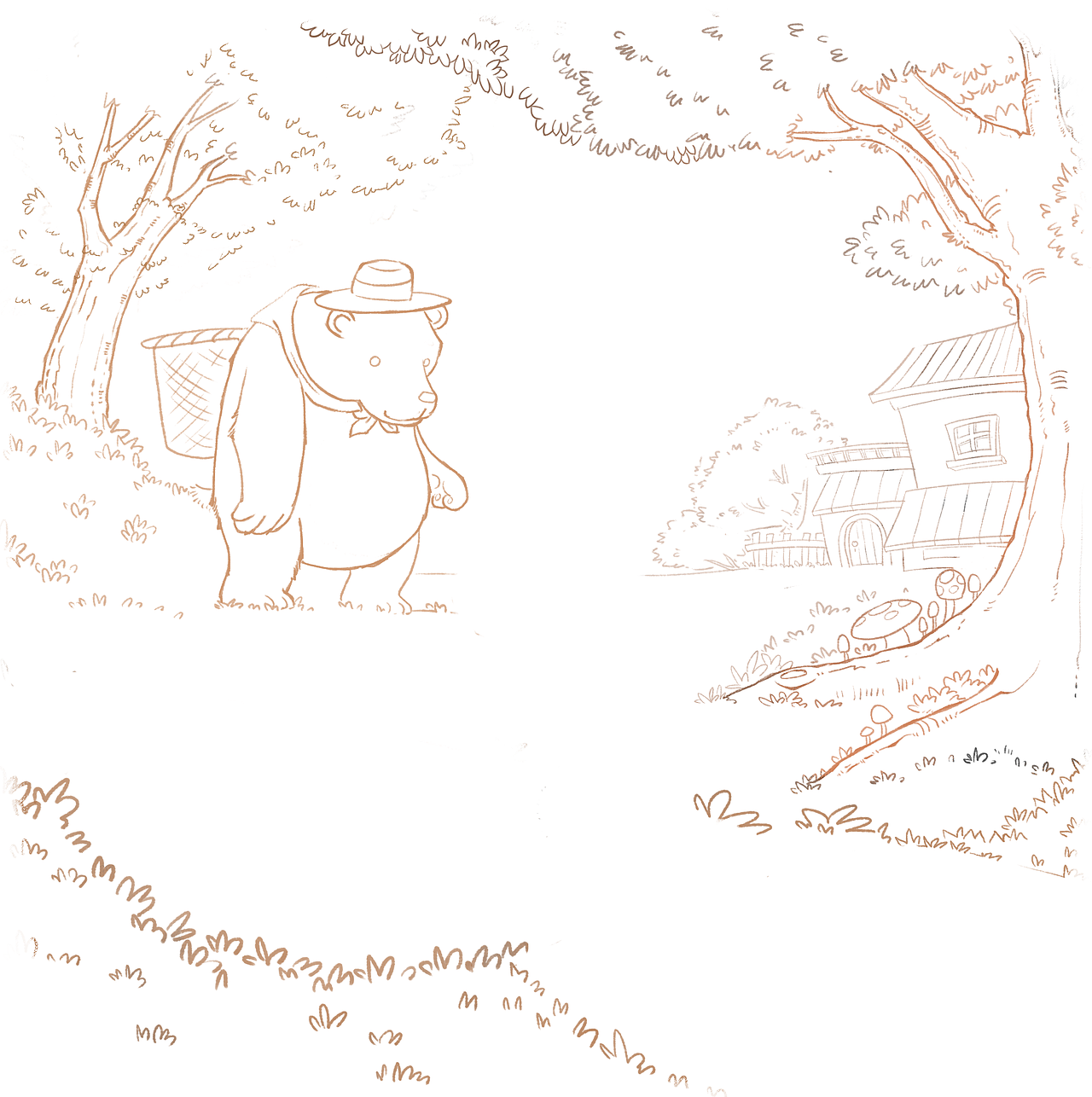 水彩绘本小熊采蘑菇（图ZMzM3NTIzNjMy） - 儿童插画 - 站酷设计师TANG_1843原创素材 - 站酷ZCOOL