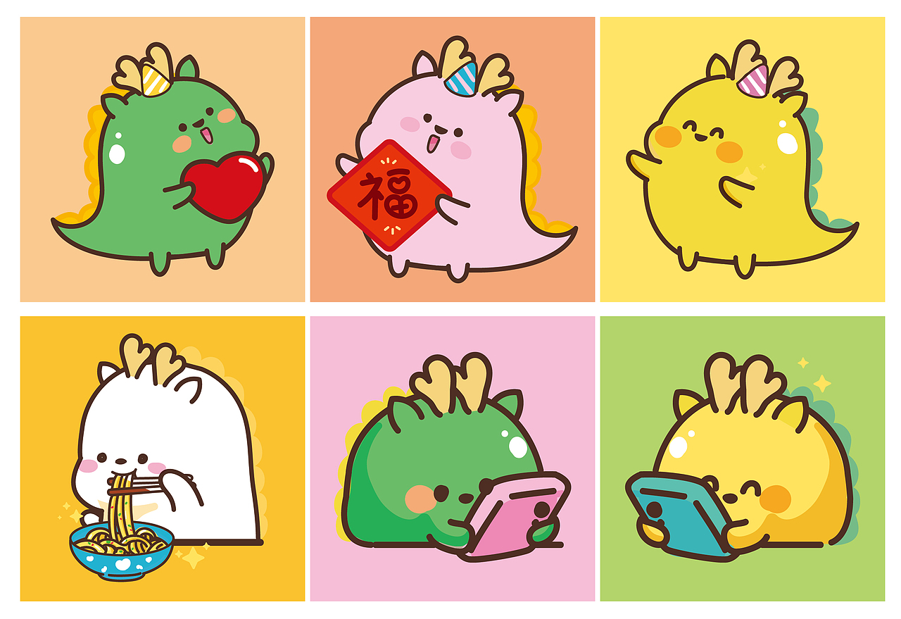 萌龙家族IP卡通设计插画（图ZMzUzMTYxNTky） - 商业插画 - 站酷设计师阿茹生肖IP原创素材 - 站酷ZCOOL