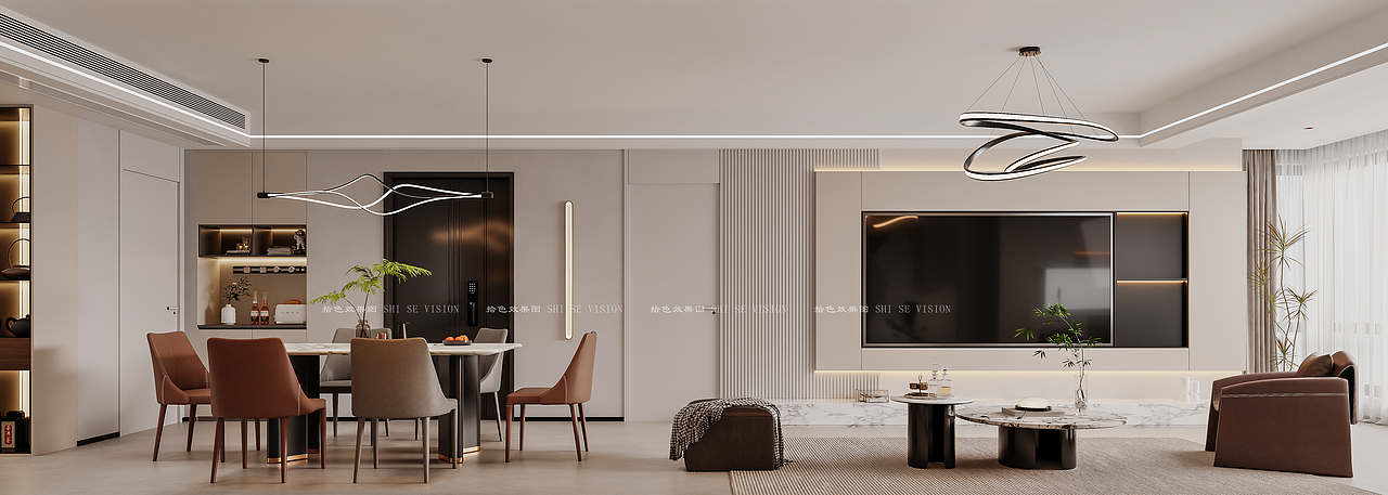 现代客餐厅——个人工作室效果图案例分享
