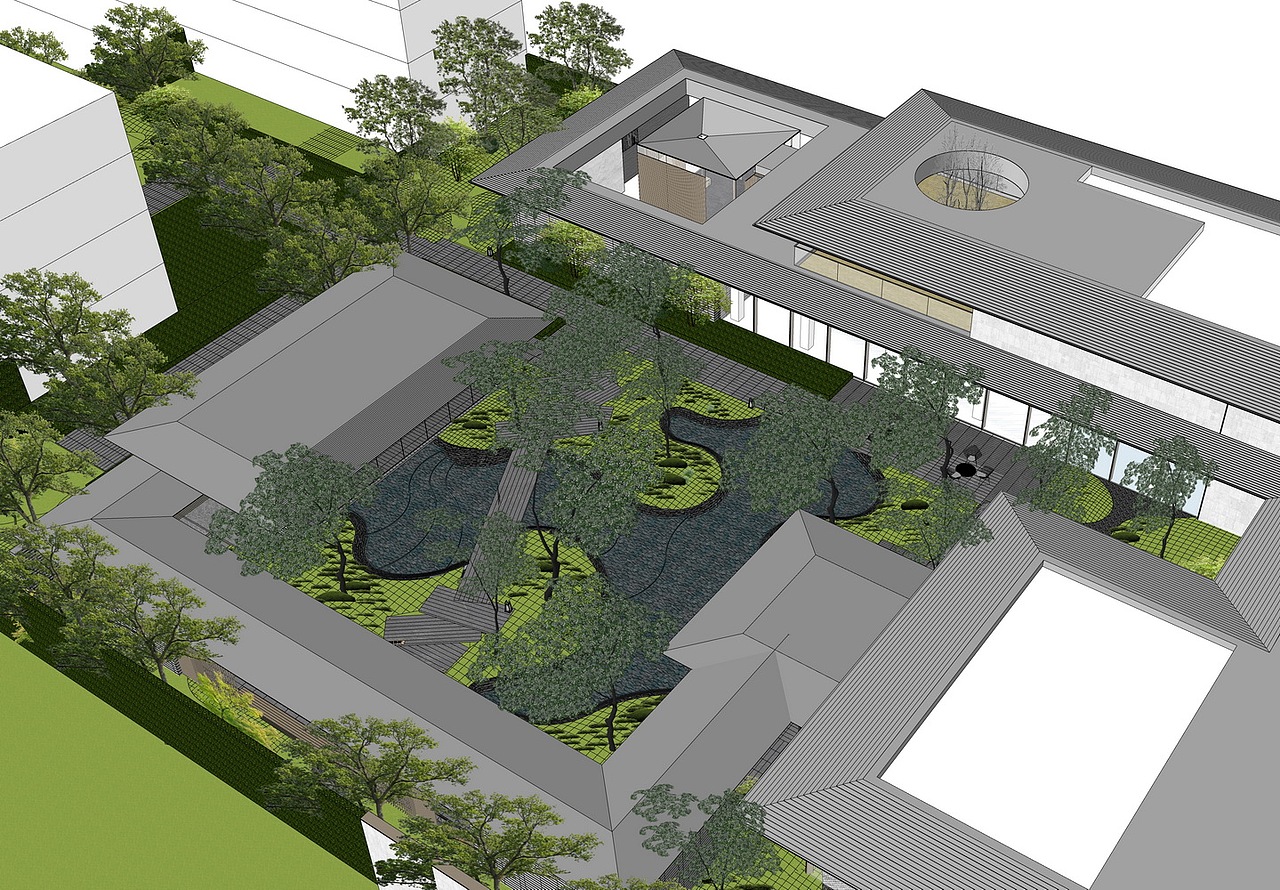 现代示范区庭院景观SU模型下载（图ZMzM0NTUxODA4） - 景观设计 - 站酷设计师素模网原创素材 - 站酷ZCOOL