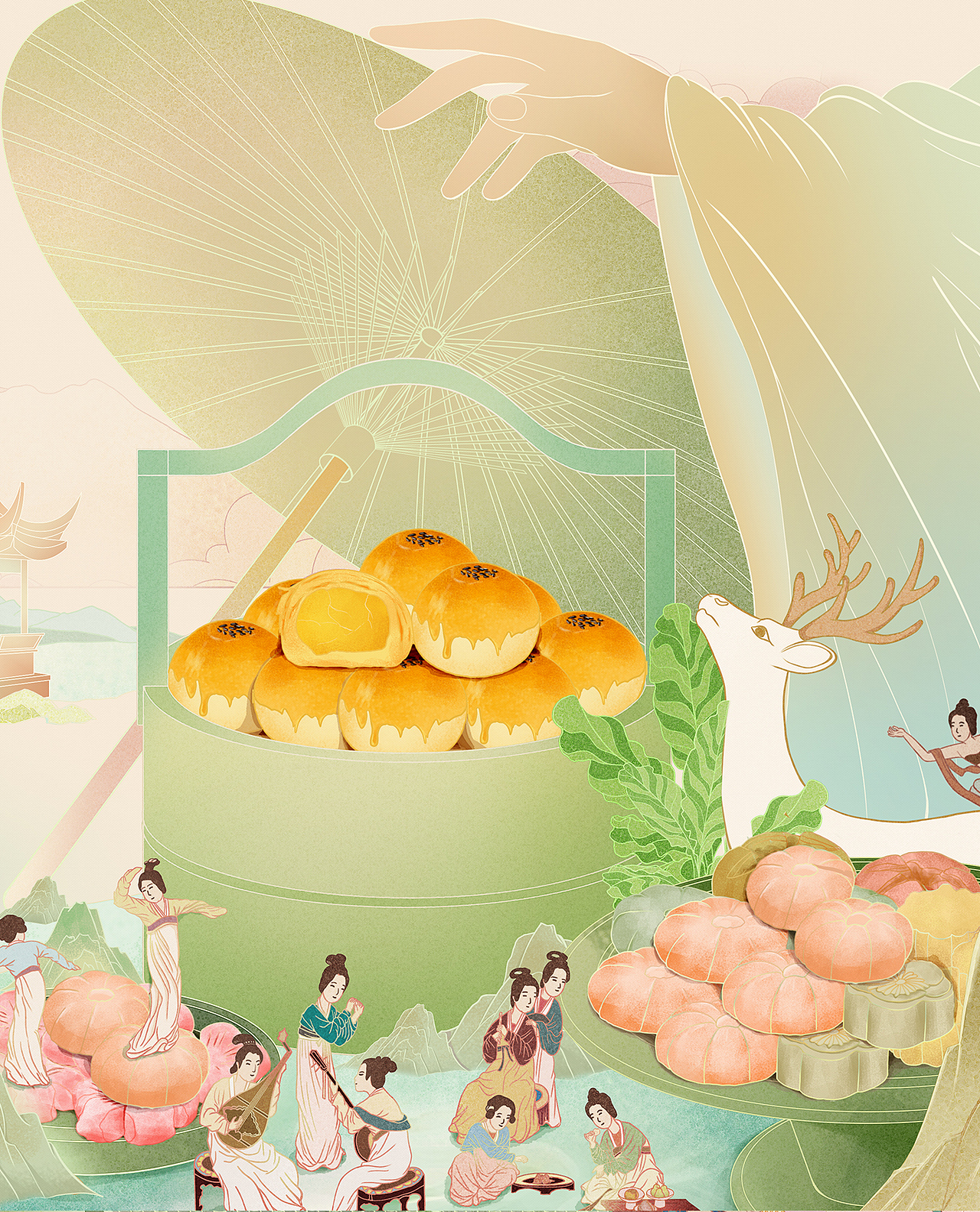 解禁|国风新中式糕点包装插画延展（第二版）（图ZMzQxNzMyMTAw） - 创作习作 - 站酷设计师四品八问原创素材 - 站酷ZCOOL