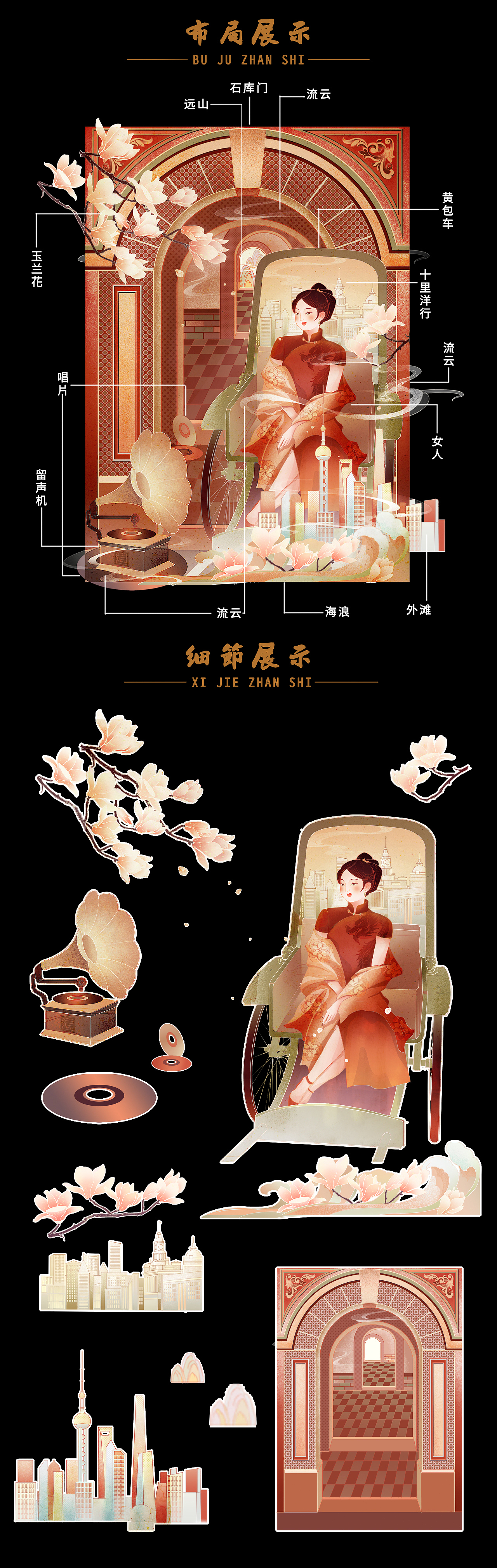 日?qǐng)?bào)風(fēng)之城市記憶——憶·上海（圖ZMzYxMjQzNzAw） - 商業(yè)插畫 - 站酷設(shè)計(jì)師翎三一原創(chuàng)素材 - 站酷ZCOOL