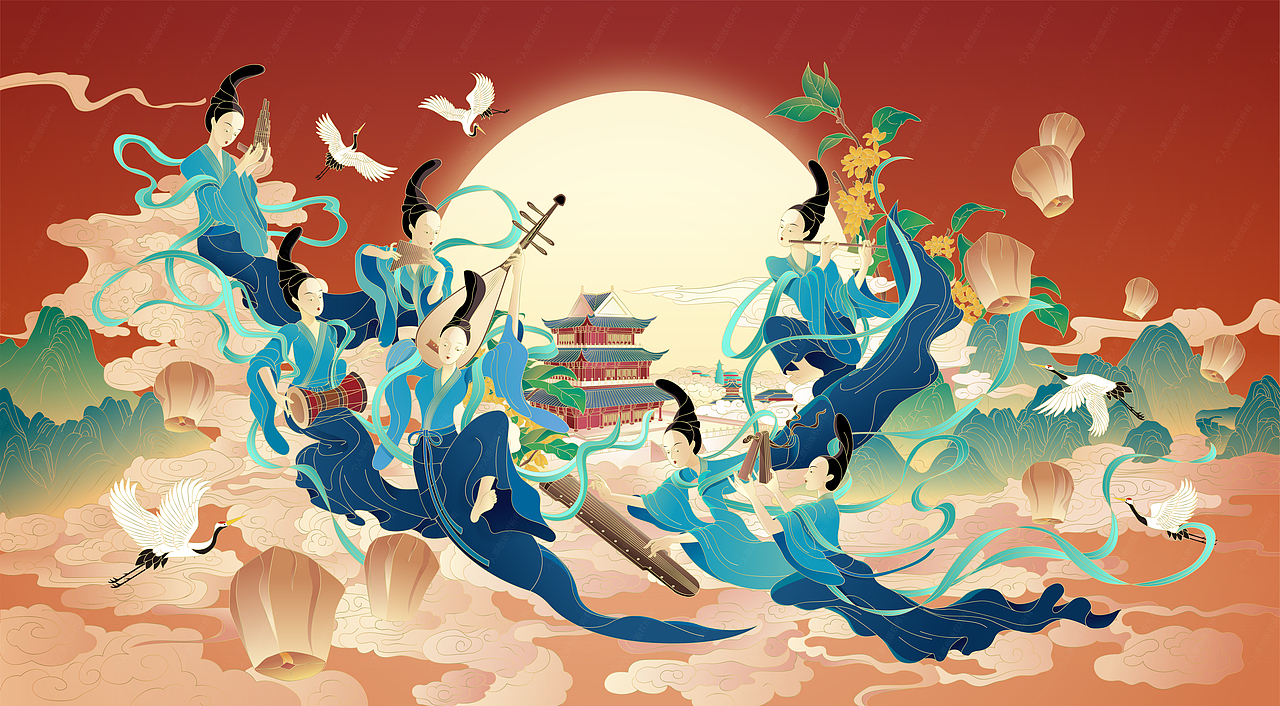 中秋插画（图ZMjk2NjIyMjUy） - 商业插画 - 站酷设计师会跑的大飞机原创素材 - 站酷ZCOOL