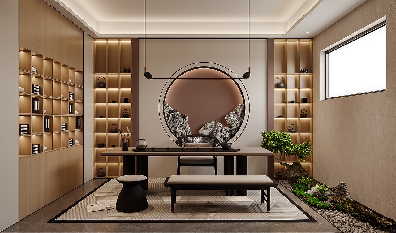 新中式（图ZMzQ5MjIxNzA0） - 家装设计 - 站酷设计师筑创空间效果表现原创素材 - 站酷ZCOOL