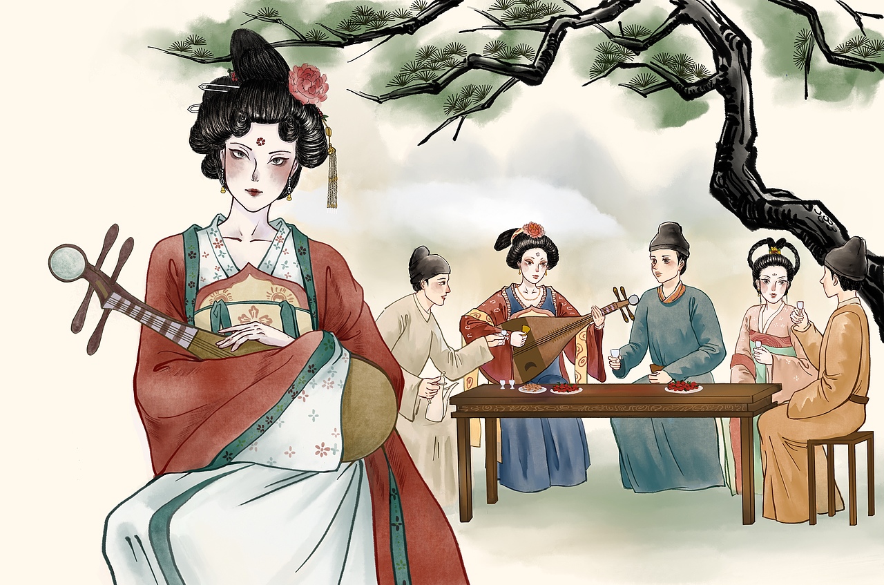 《琵琶行》插畫(huà)（圖ZMzMxMjQyMjg4） - 創(chuàng)作習(xí)作 - 站酷設(shè)計(jì)師木同_原創(chuàng)素材 - 站酷ZCOOL