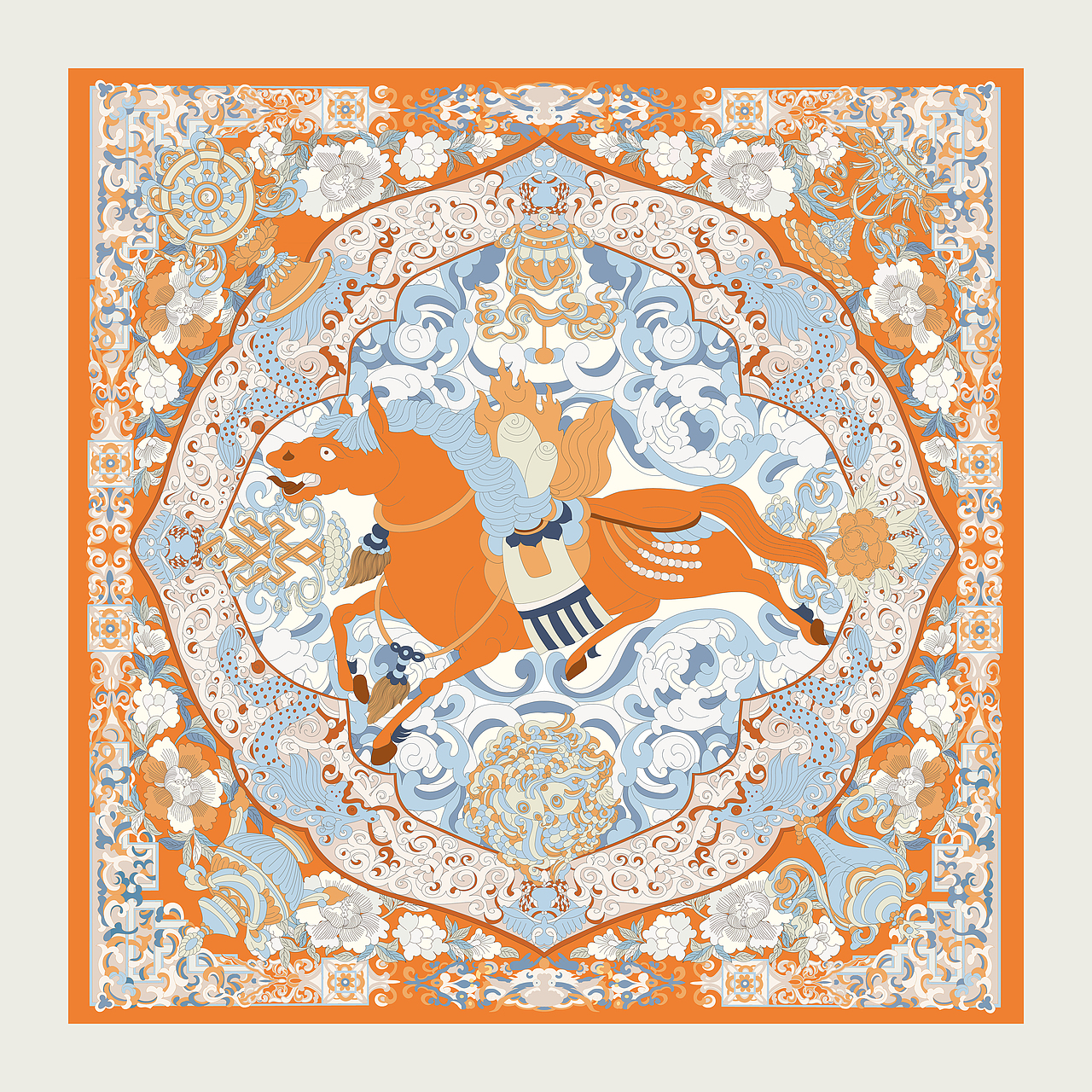卓玛的礼物|丝巾图案插画设计