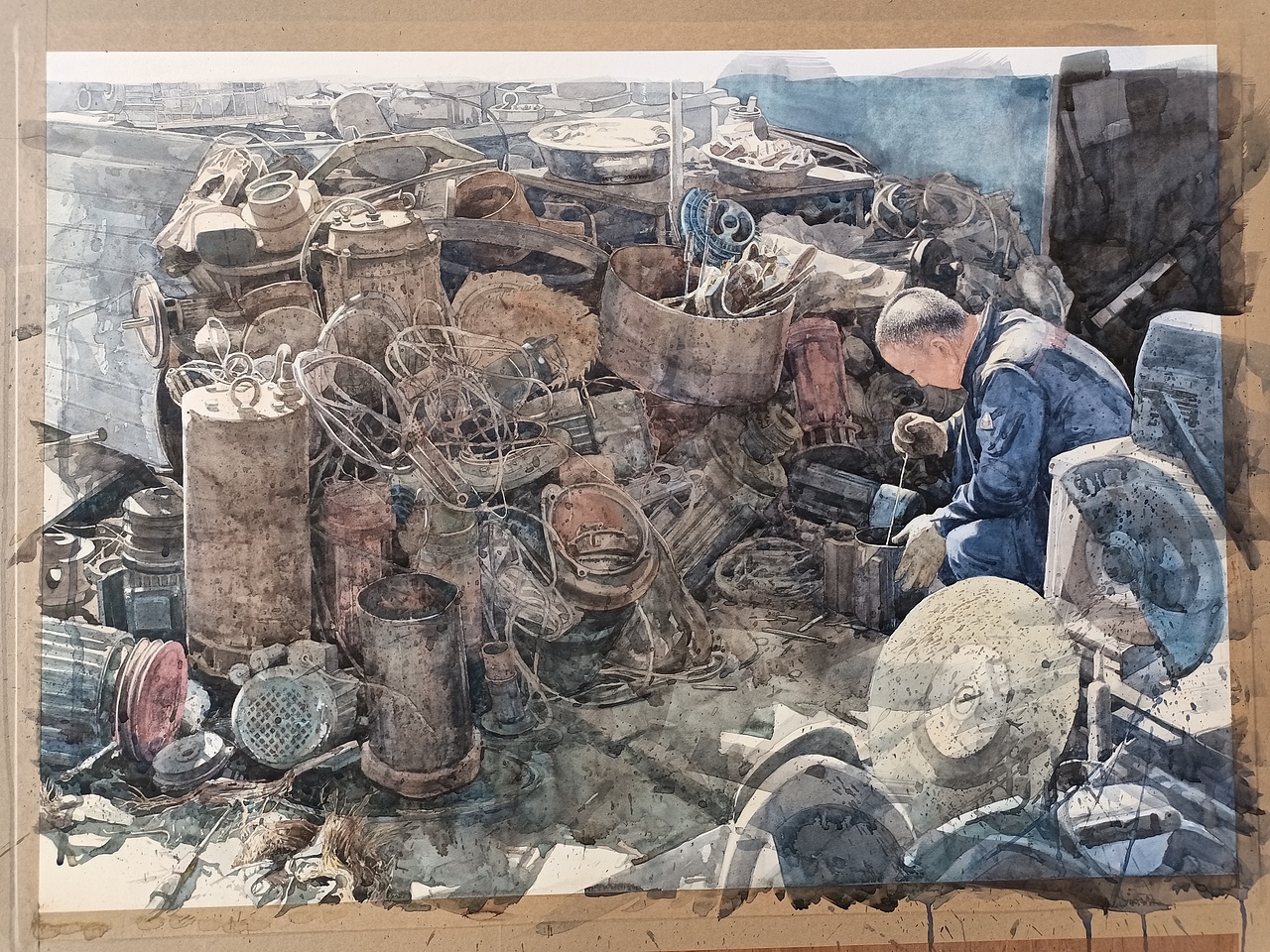 水彩画《工作中的人系列之3——新的一天》半开（图ZMzI1NDc0MTEy） - 绘画 - 站酷设计师画犟原创素材 - 站酷ZCOOL