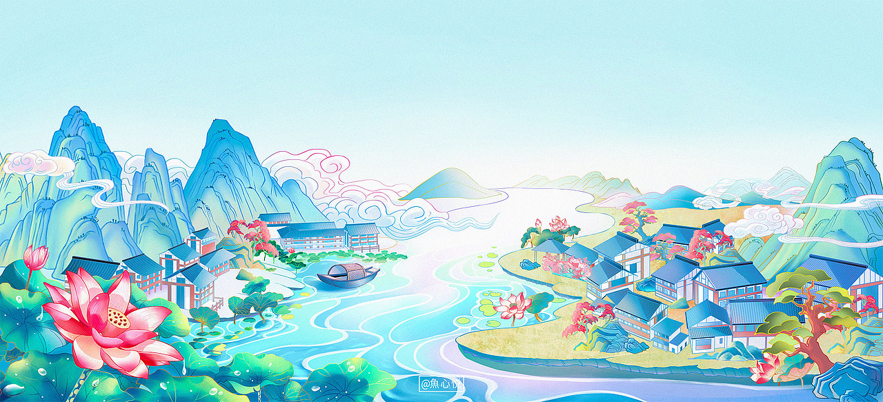 九溪江南国风插画（图ZMjk5OTM1NTI4） - 商业插画 - 站酷设计师魚心悦原创素材 - 站酷ZCOOL