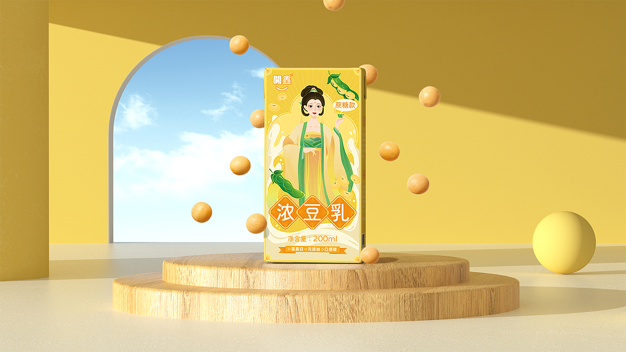 開鑫浓豆乳包装设计——国风豆乳，古韵今味