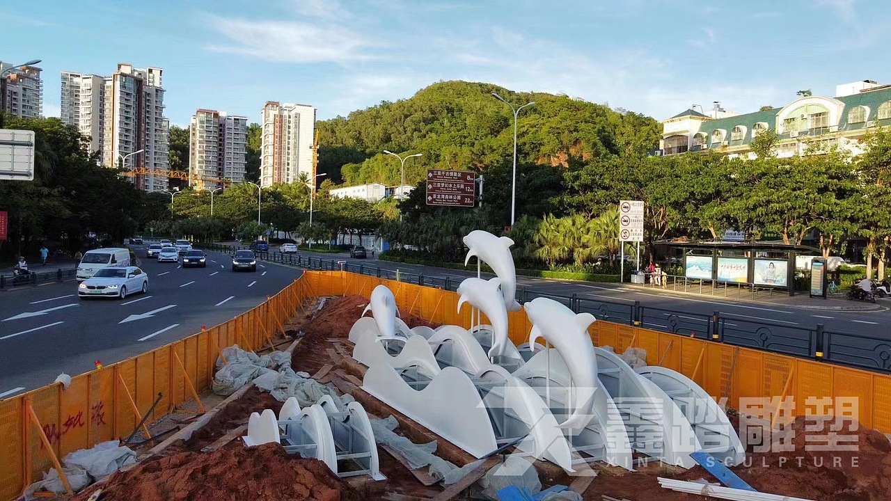 苏州海洋公园不锈钢海豚雕塑 公共艺术雕塑生产厂家