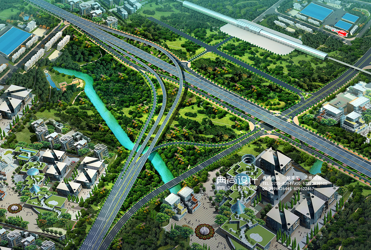 互通效果图3互通立交设计鸟瞰效
