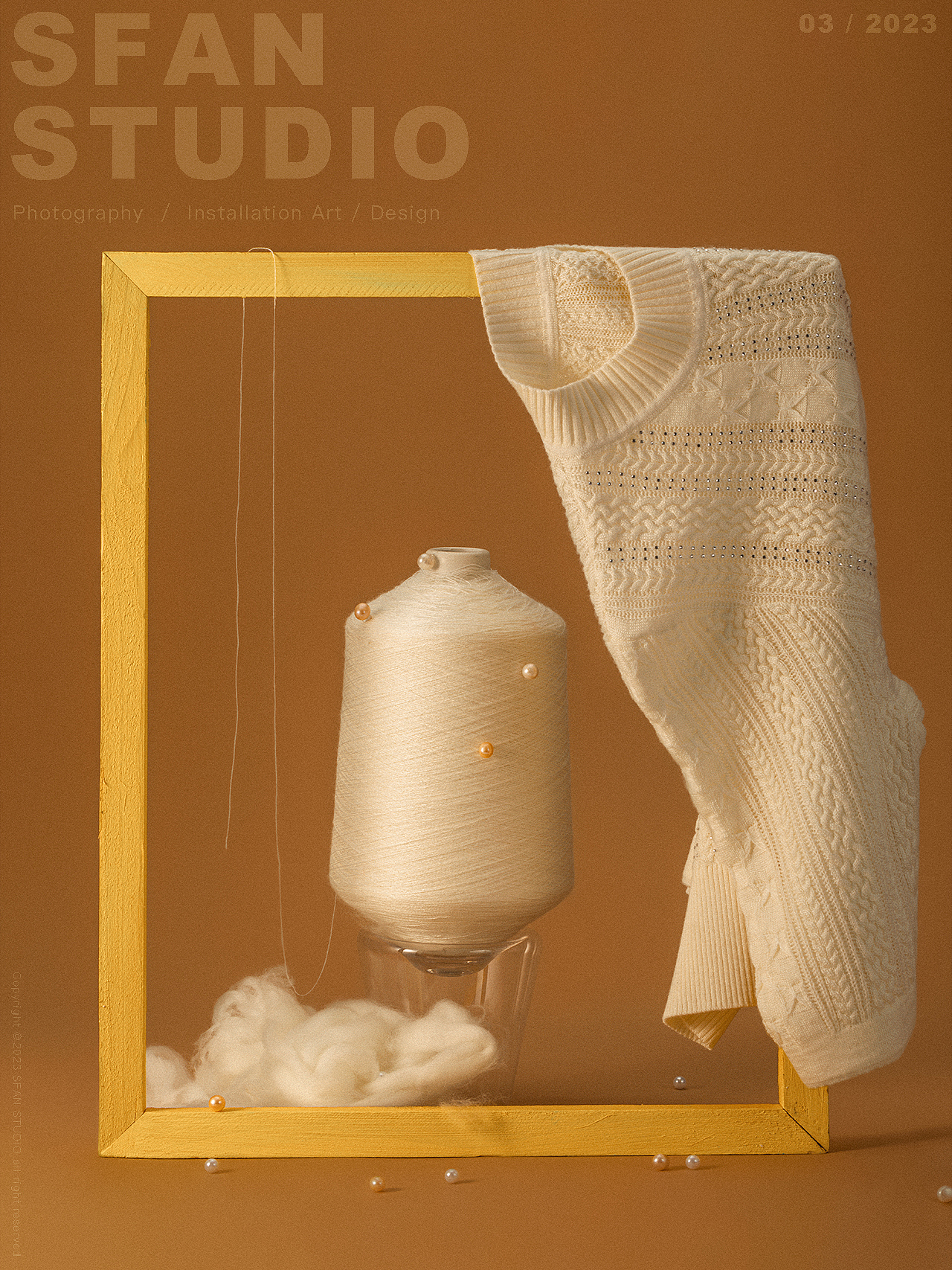 静物摄影|纱线拍摄之戴珍珠耳环的少女