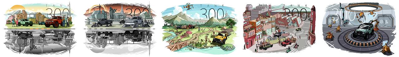 坦克300全景插画（图ZMzY3Mzc4NDU2） - 商业插画 - 站酷设计师左逍唯原创素材 - 站酷ZCOOL