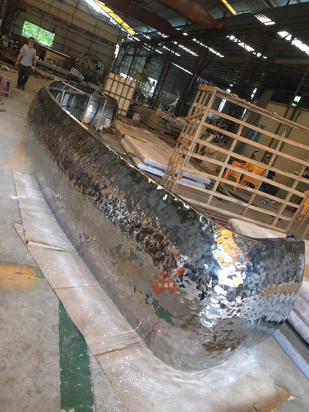 养生会所不锈钢前台接待桌水波纹不锈钢吧台轻奢现代风